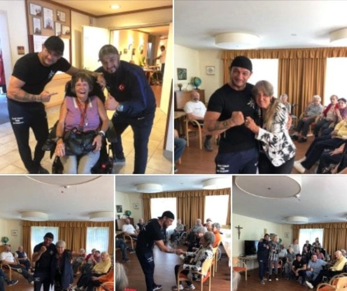 Musa Yamak while visiting an old age home