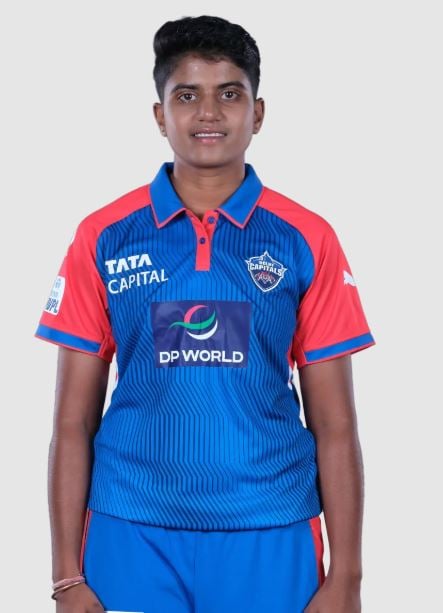 N Sree Charani in Delhi Capitals (DC) jersey