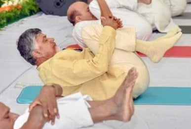 N. Chandrababu Naidu doing yoga
