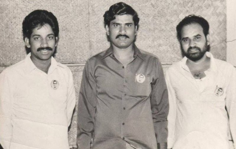 N. Chandrababu Naidu (middle) after getting elected as an MLA for the first time