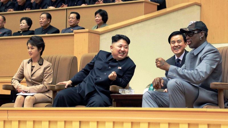 NBA superstar Dennis Rodman with Kim Jong-un in North Korea during a sporting event