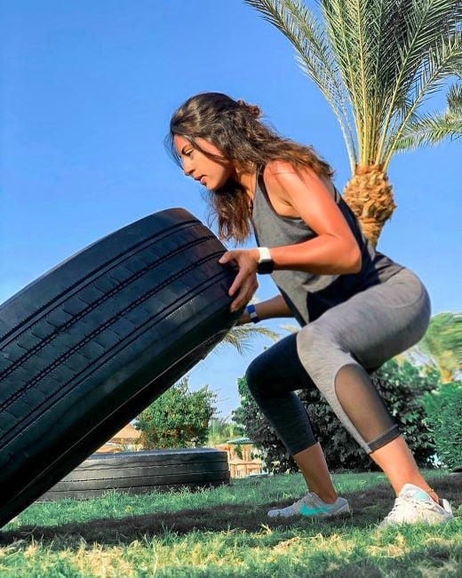 Nada Hafez during a workout session