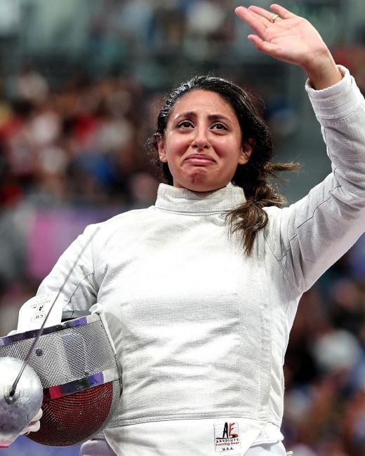 Nada Hafez gets emotional after reaching the round of 16 at the 2024 Summer Olympics