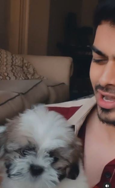 Naga Manikanta with his pet dog