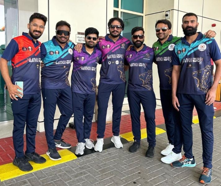 Nagabhushana N S (third from left) during the 2023 Raj Cup
