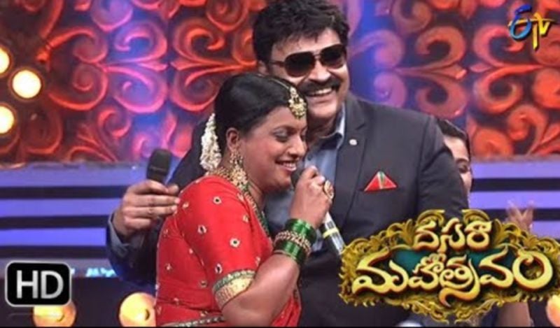 Nagendra Babu (right) in a still from the Telugu TV show titled