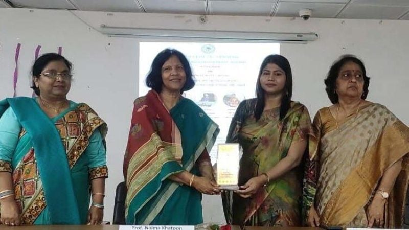 Naima Khatoon (second from left) during a program at the Aligarh Muslim University