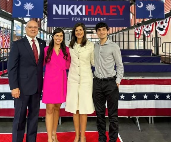 Nalin Haley (extreme right) with his family, during his mother