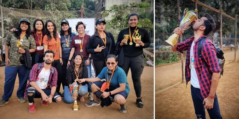 Nakshatra Bagwe after winning a cricket match at the Queer Premier League, held in Mumbai