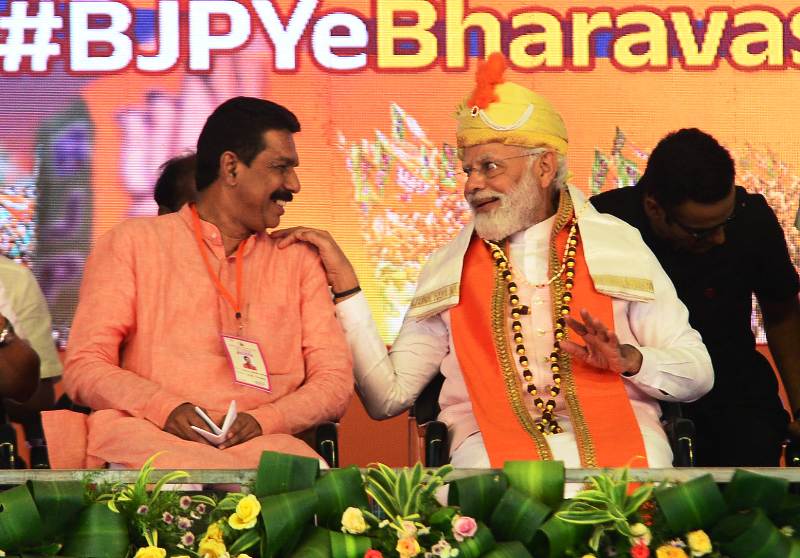 A picture of Nalin Kumar Kateel with Prime Minister Narendra Modi during an event