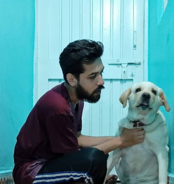 Nalin Yadav with his pet dog cherry