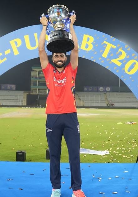 Naman Dhir after winning the 2024 edition of the Sher-e-Punjab T20 Cup