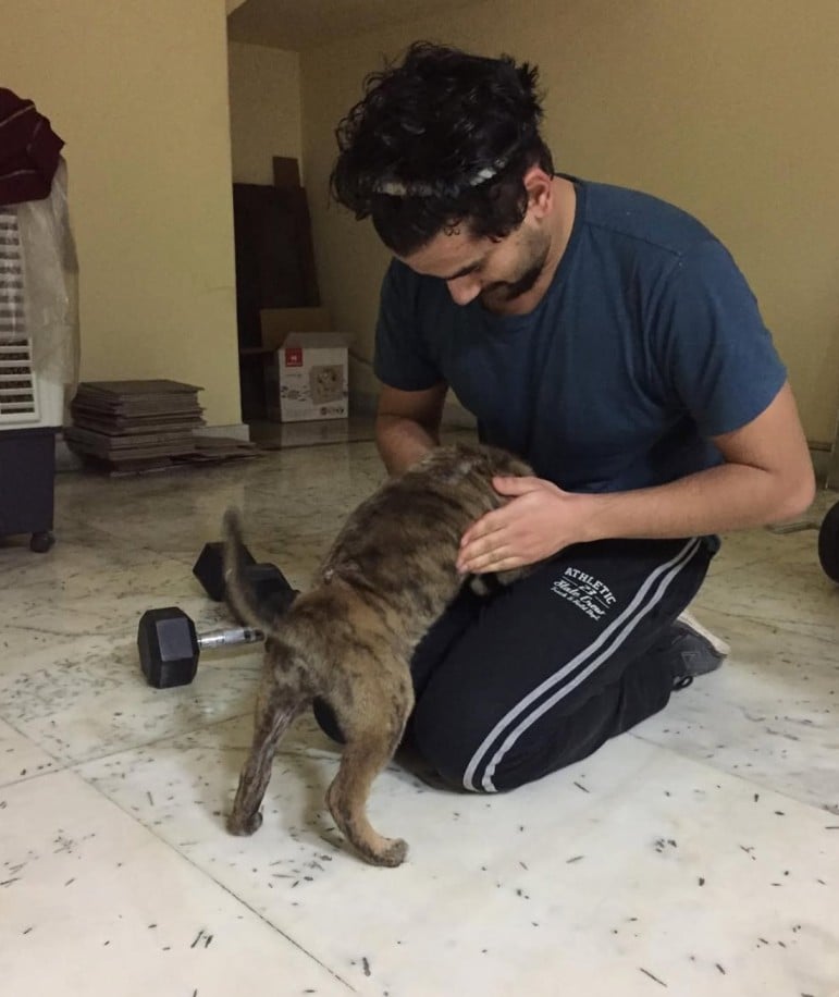 Naman Misra with his dog