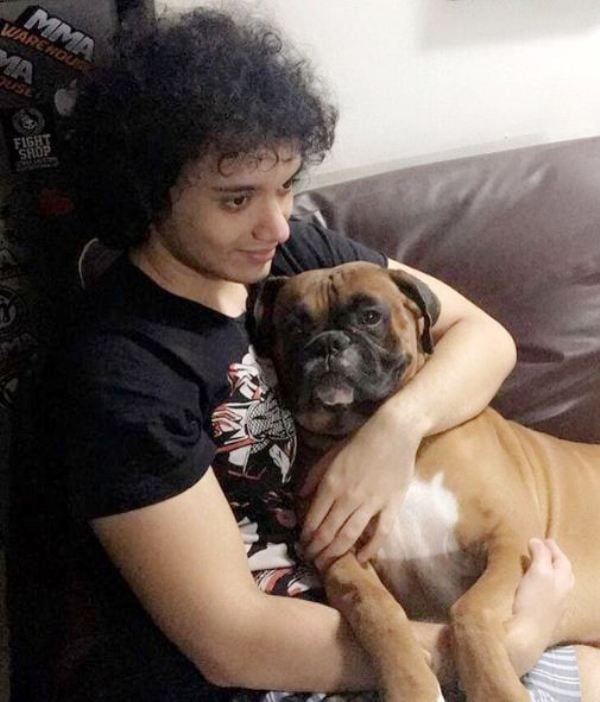 Namashi Chakraborty with his pet dog