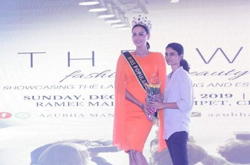 Namitha Marimathu after winning the title of Miss Popular