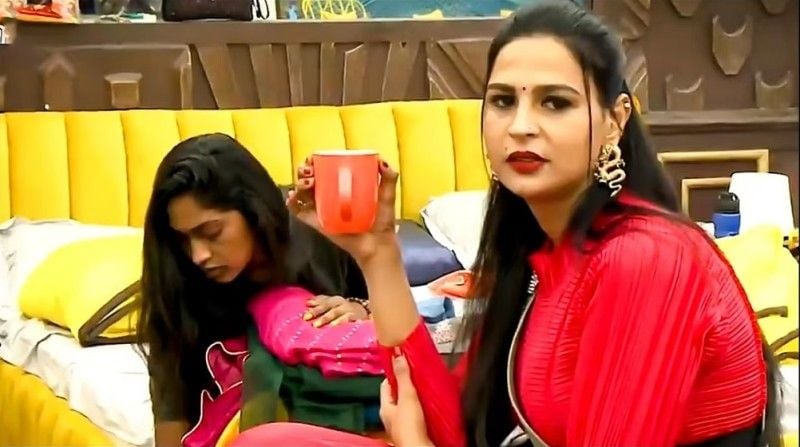 Namitha Marimathu in a still from the Tamil reality show Big Boss season 5