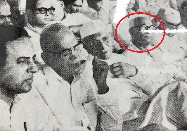 Nanaji Deshmukh (in red circle) with Morarji Desai