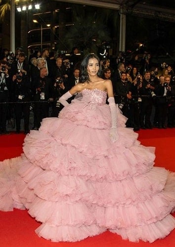Nancy Tyagi wearing self-stitched gown at Cannes