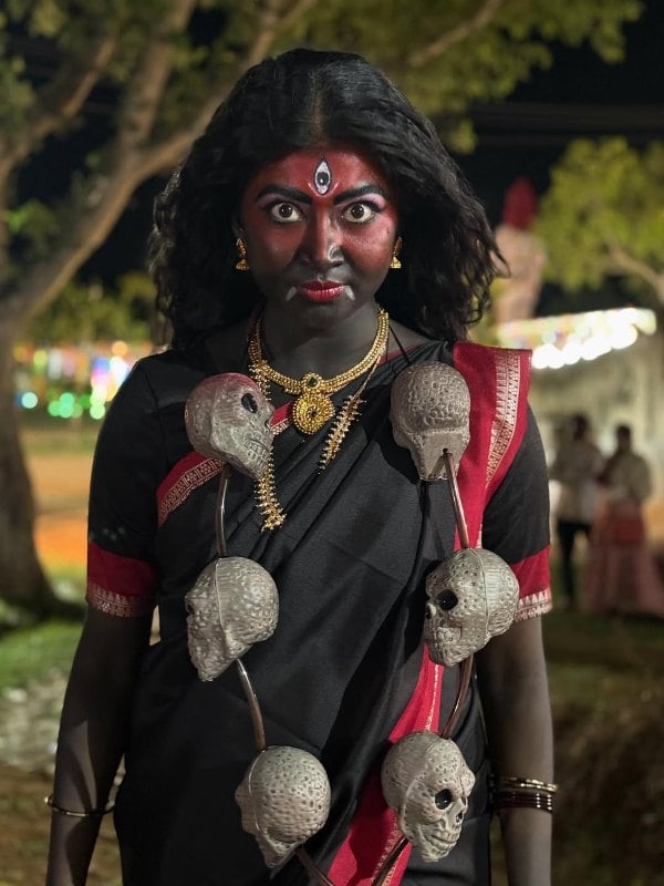 Nandini CM on the sets of television series Gawri portraying the character of Kaali