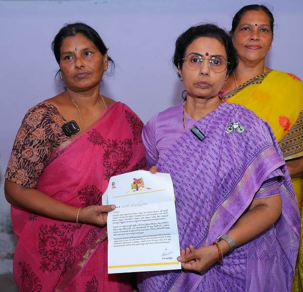 Nara Bhuvaneshwari (right) during the Nijam Gelavali yatra