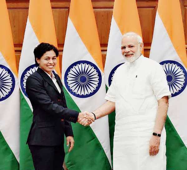 Narendra Modi congratulating Pooja Dhanda