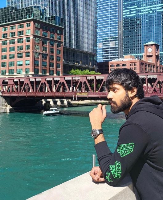 Narne Nithin during his trip to Chicago, America