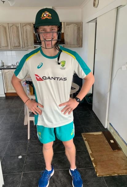 Nathan Ellis when he received Australian jersey for the first time