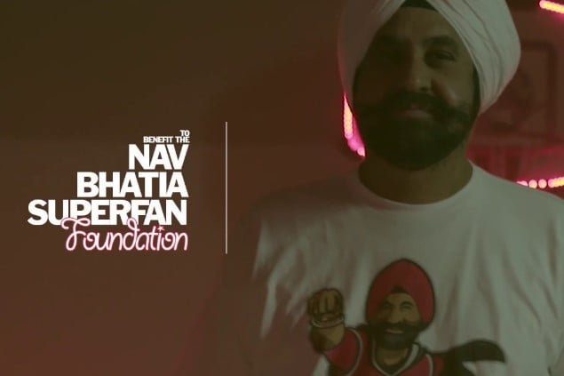 Nav Bhatia on the poster of his Superfan Foundation
