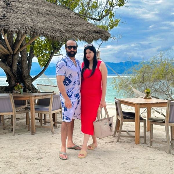 Navdeep Khanuja with his wife on a vacation