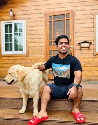 Navdeep Singh with his pet dog