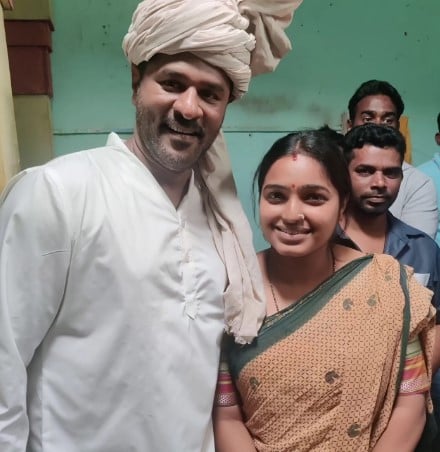 Nayana Sharath on the sets of the film Karataka Dhamanaka (2024) with Prabhu Deva