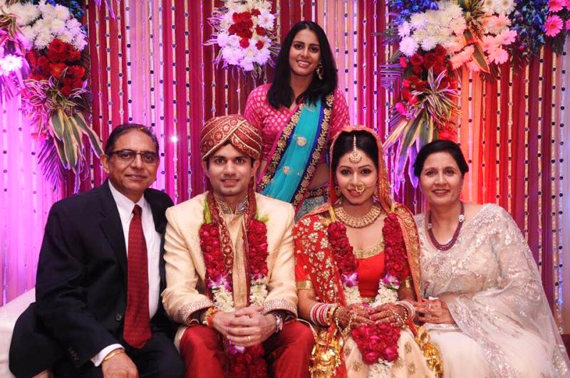 Neehar Sachdeva (standing), along with her family, at her sister