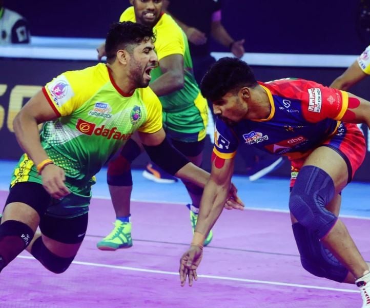 Neeraj Kumar (left) during the Pro Kabaddi League Season 8
