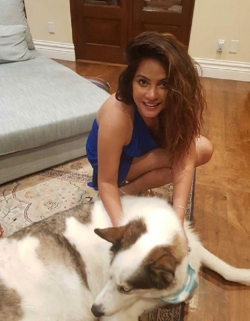 Neetu Chandra with a dog