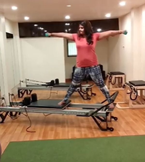 Neha Shree inside a gym