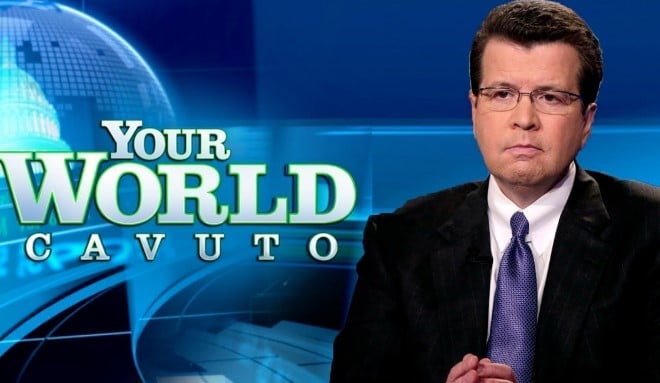Neil Cavuto on the poster of the news show Your World with Neil Cavuto