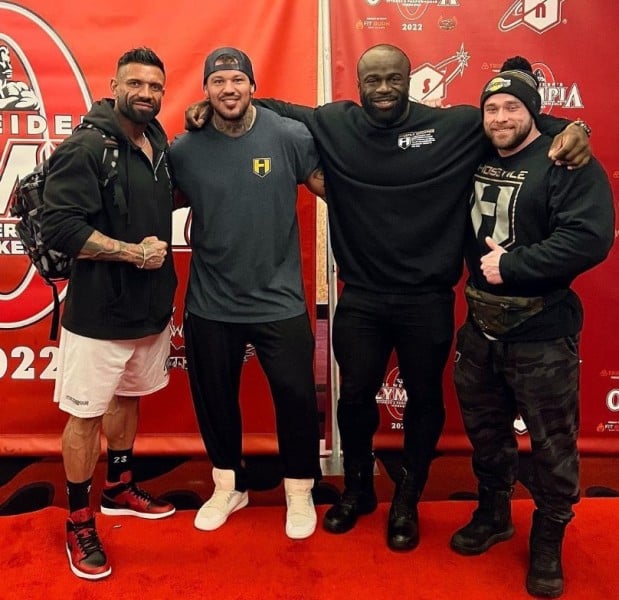 Neil Currey (extreme left) with other athletes of Hosstile management company