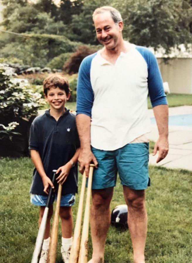 Nick Kroll in childhood with his father