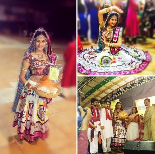 Nidhi Tapadia participating in a Garba dance competition