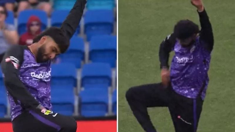 Nikhil Chaudhary doing his signature style of celebration