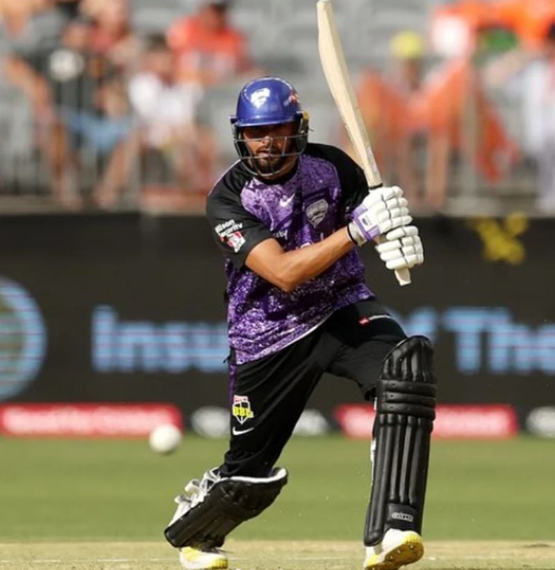 Nikhil Chaudhary playing for Hobart Hurricane