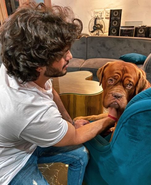 Nikhil Mehta with his pet dog