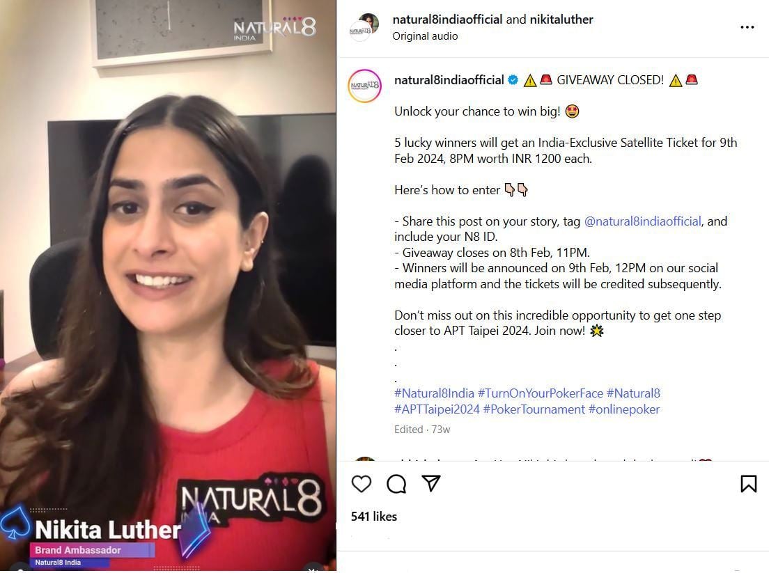 Nikita Luther as the brand ambassador for Natural8 India