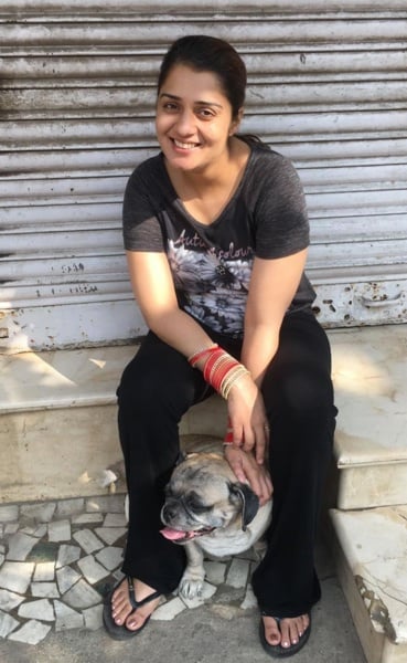 Nikita Thukral with her pet dog Tazzu