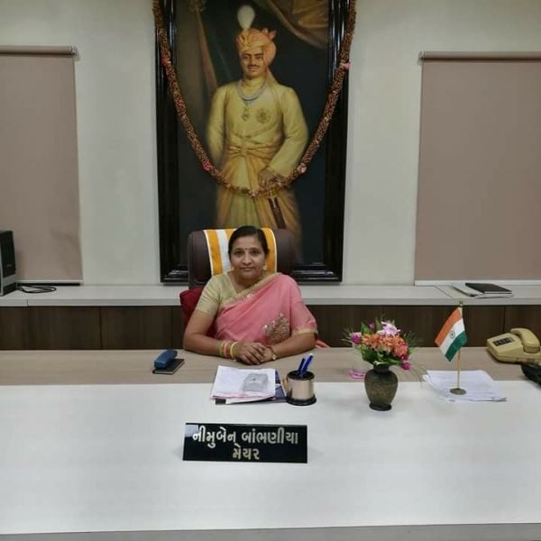 Nimuben Jayantibhai Bambhaniya in her Mayor