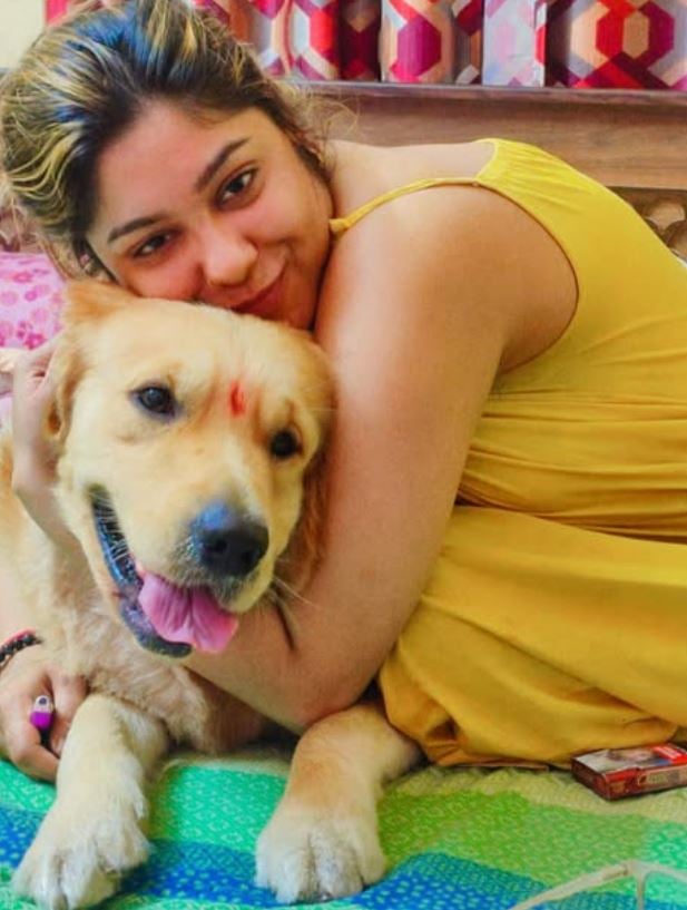 Nisha Chatterjee with her dog