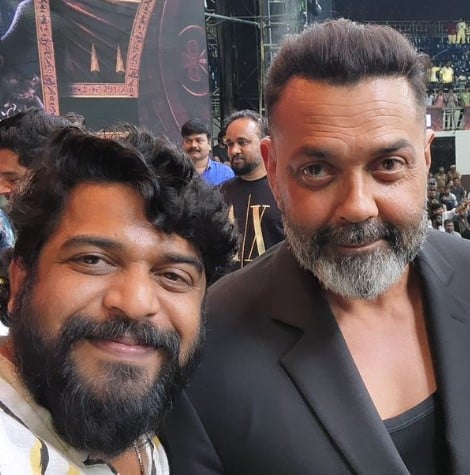 Nishad Yusuf posing with Bobby Deol
