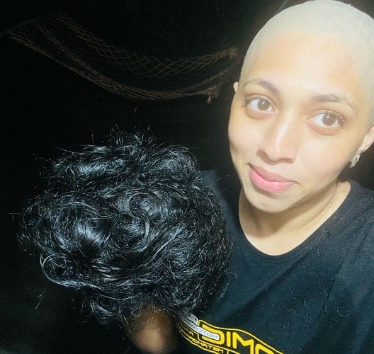 Nishana N after shaving her head