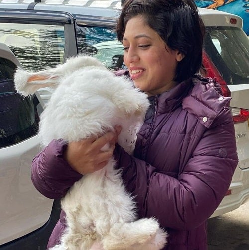 Nishana N with a rabbit