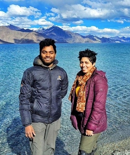 Nishana N with her travel partner Sudhi